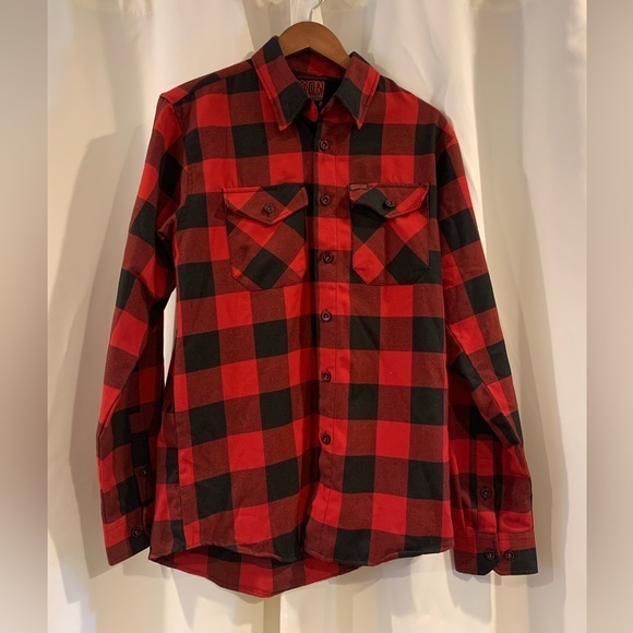Dixxon Flannel Company RedRum Plaid‎ Long Sleeve Button Up Shirt Size Small - Picture 1 of 4